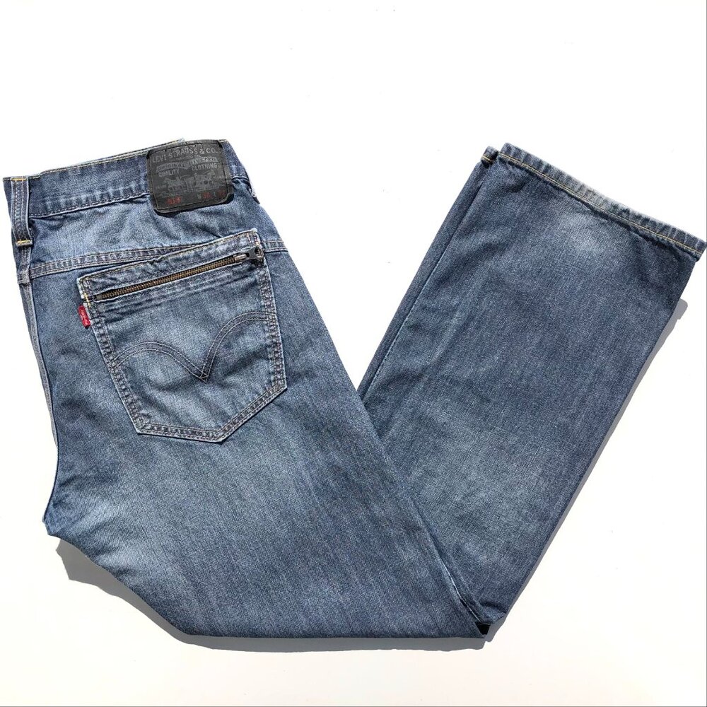 Levi's 514 Jeans Slim Straight Leg Men 36 32 Medium Blue Wash Back Zip Pockets